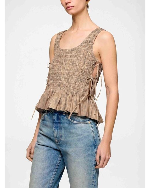 Ganni Natural Cotton Peplum Blouse