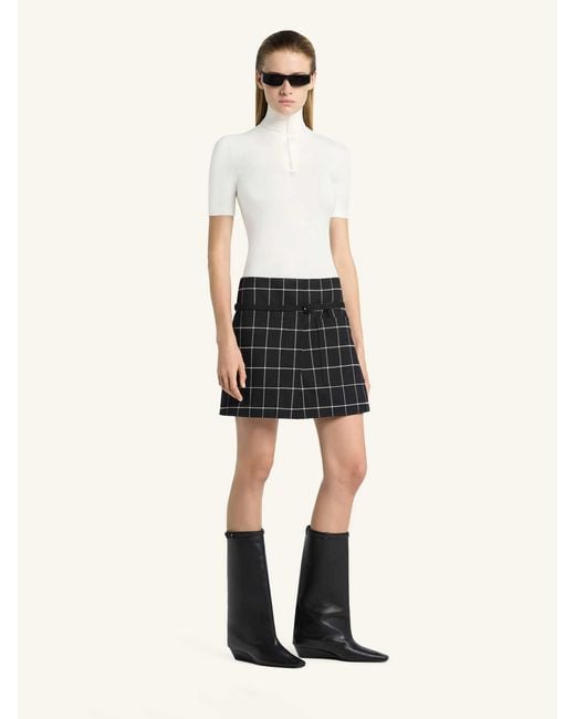 Courreges Black Plaid Mini Skirt