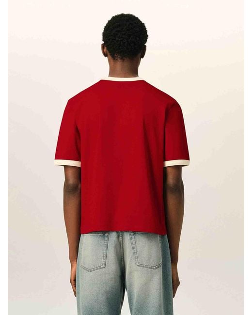 AMI Red Round Neck T-Shirt for men