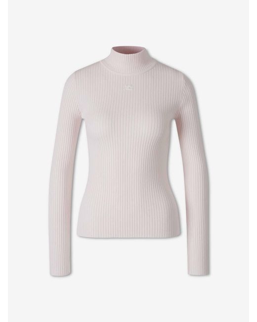 Courreges White Ribbed Jersey Logo