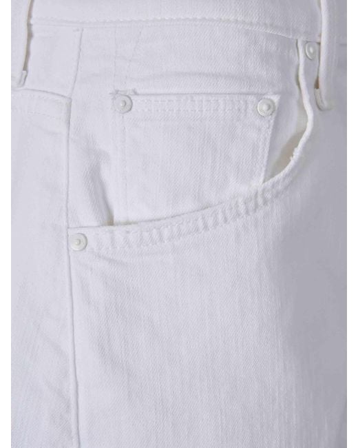 Mother White Straight Bermuda Shorts