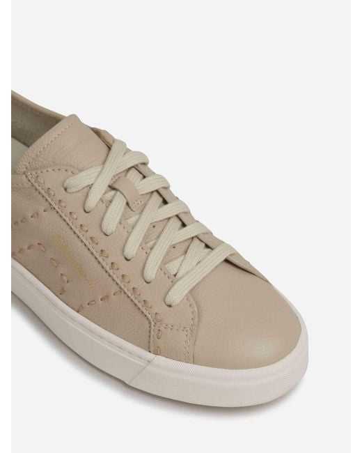 Santoni White Leather Sneakers With Logo