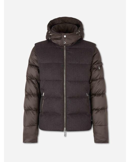Moorer Brown Down Jacket With Detachable Sleeves for men