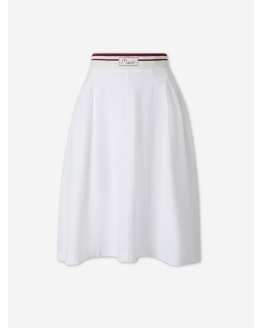 Marni White Logo Midi Skirt