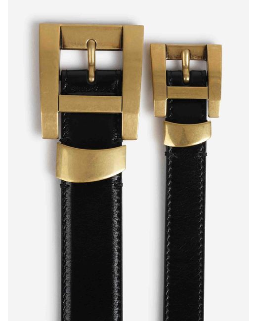 Versace Black Leather Belt With Logo