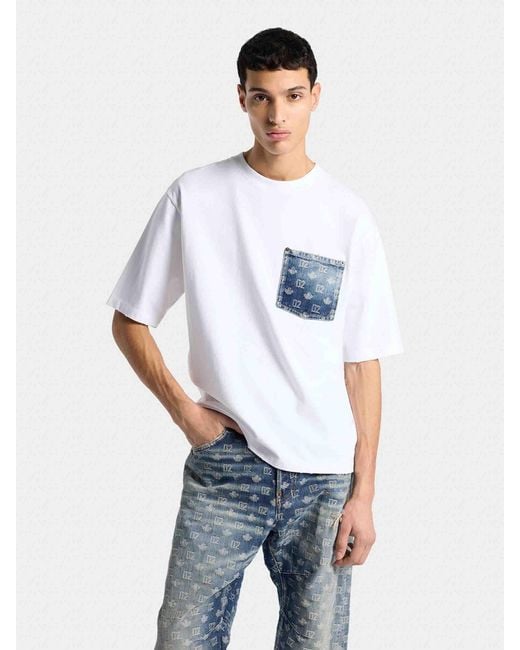 DSquared² White Monogram Short Sleeve T-Shirt for men