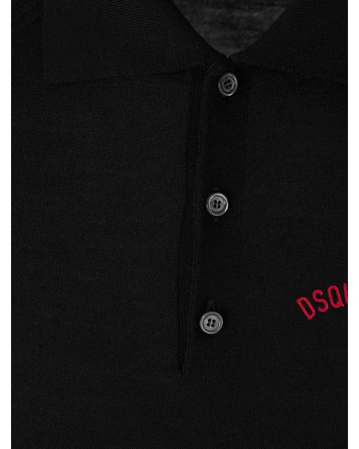 Polo Punto Lana DSquared² de hombre de color Black