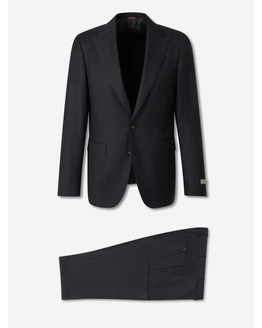 Canali Blue Straight Wool Suit for men