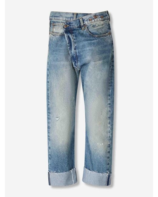 R13 Blue Wide Crossover Jeans