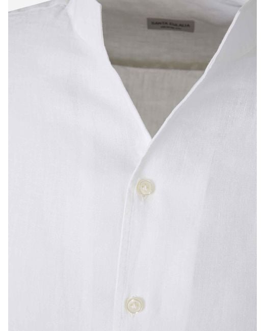 Santa Eulalia White Casual Plain Shirt for men