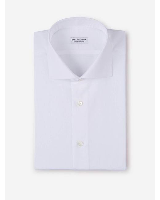 Santa Eulalia White Plain Cotton And Linen Shirt for men