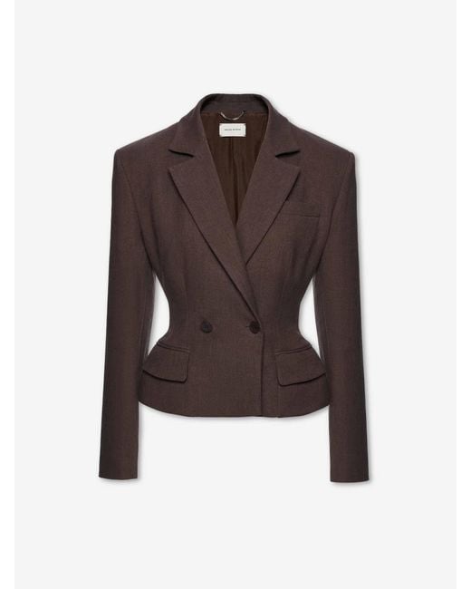 Magda Butrym Brown Fitted Linen Blazer