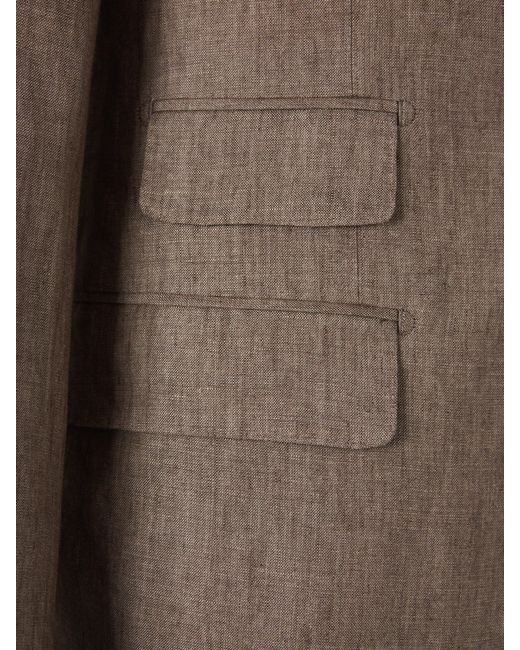 Santa Eulalia Brown Plain Linen Suit for men