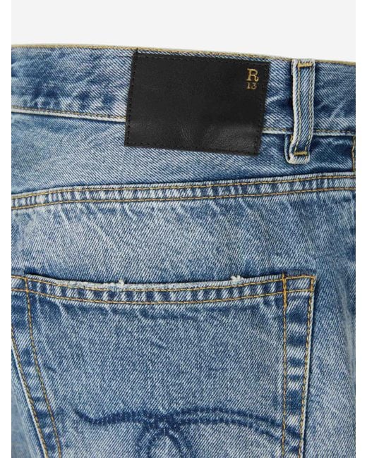 R13 Blue Wide Straight Jeans