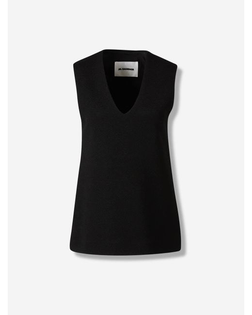 Jil Sander Black Fluid V-Neck Blouse