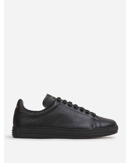 Tom Ford Black Leather Sports Shoes for men