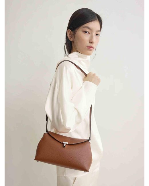 Totême  Brown T-Lock Clutch Bag