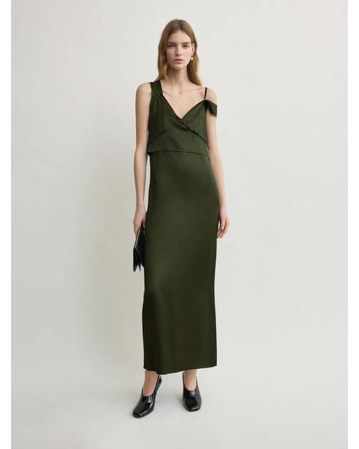 Totême  Green Frayed Midi Dress