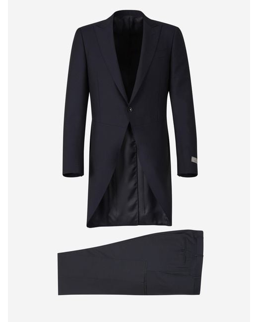 Canali Blue Plain Wool Suit for men