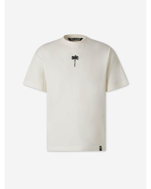 Palm Angels White Short Sleeve T-Shirt Palm Tree for men