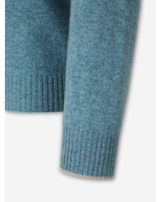 Santa Eulalia Blue Cashmere Crew Neck Sweater for men
