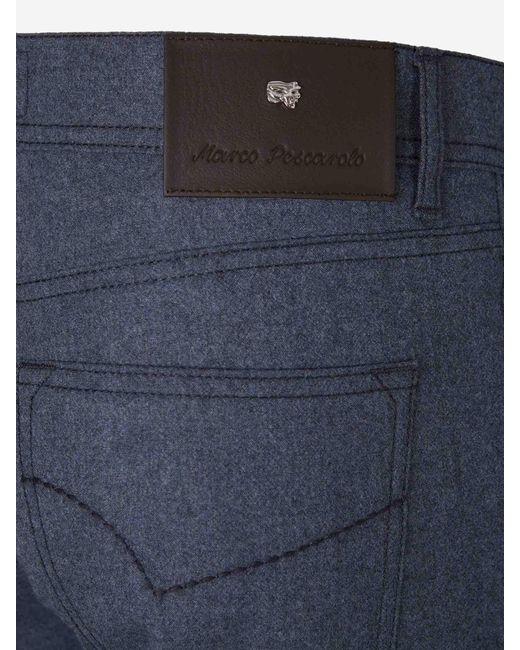 Marco Pescarolo Blue Cashmere Trousers for men