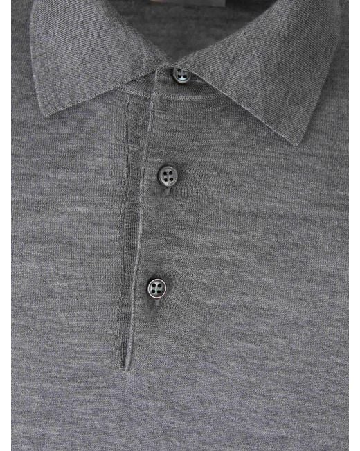 Santa Eulalia Gray Cashmere And Silk Polo for men