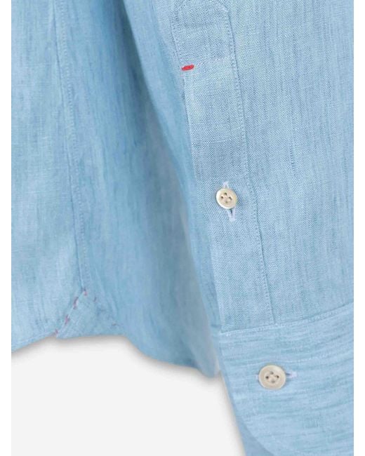 Santa Eulalia Blue Straight Linen Shirt for men