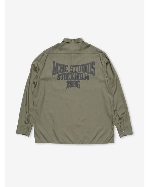 Acne Green Oversized Logo Shirt for men