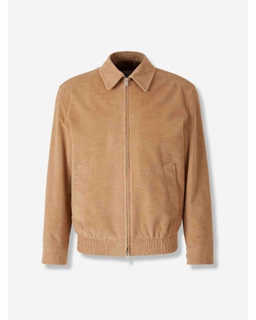 Giacca Velluto Zip di Lardini in Natural da Uomo