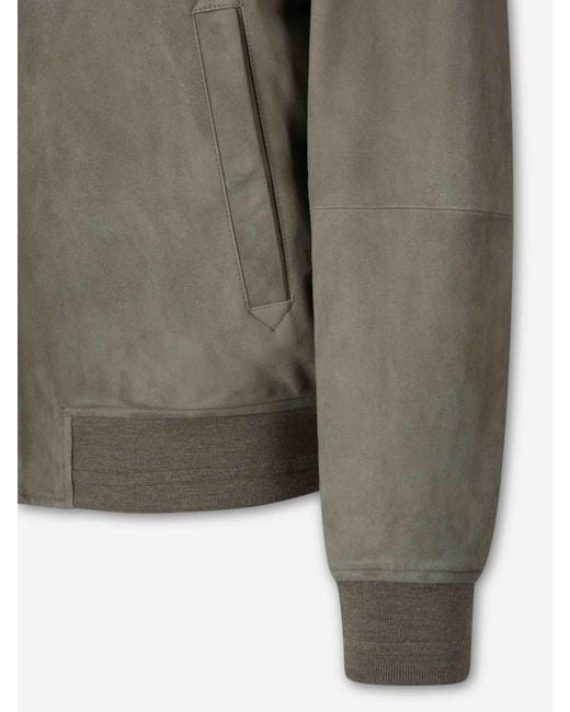 Canali Gray Padded Suede Jacket for men
