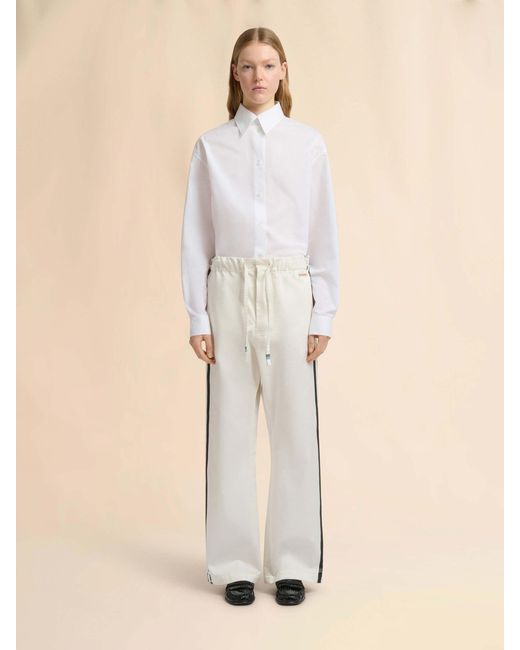 Marni Natural Wide Leg Straight Trousers