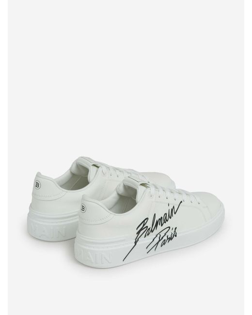 Balmain White B-Court Leather Sneakers for men