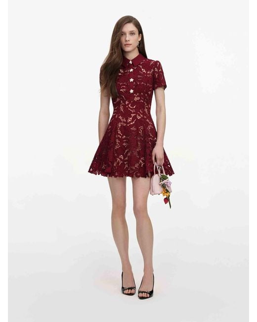 Self-Portrait Red Lace Mini Dress