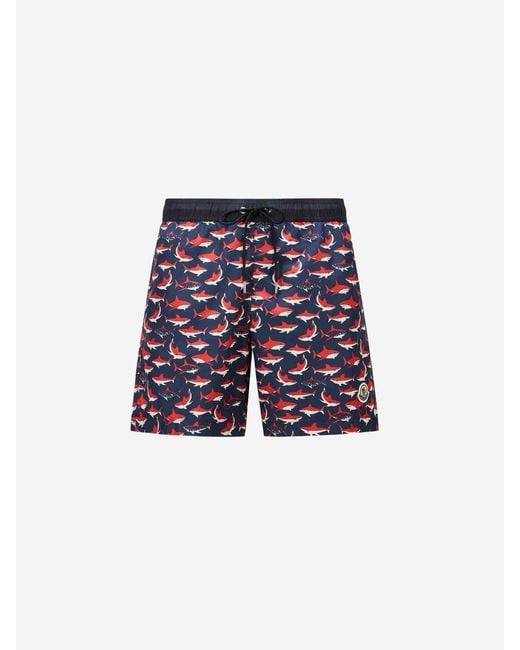 Maillot De Bain À Imprimé Requin Moncler pour homme en coloris Blue