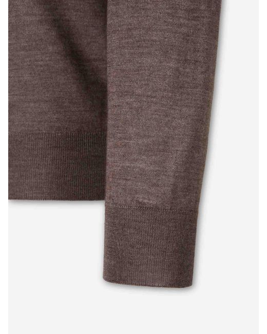 Santa Eulalia Brown Thin V-Neck Sweater for men