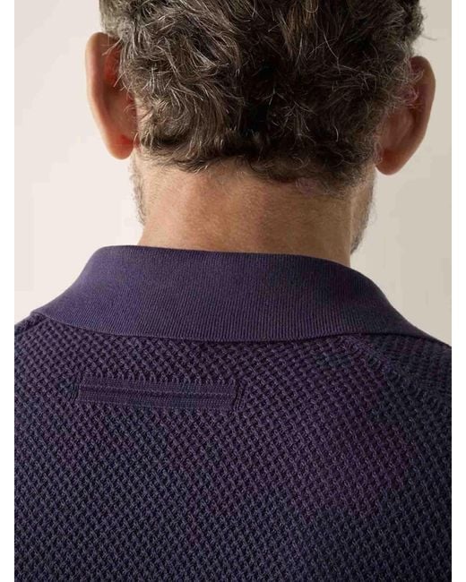 Zegna Blue Knitted Polo Shirt for men