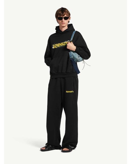 Balenciaga Black Cotton Logo Joggers for men