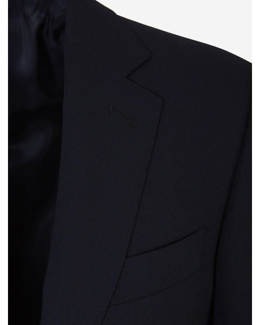 Canali Blue Straight Wool Blazer