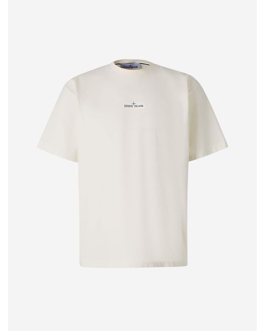 Camiseta Combed Algodón di Stone Island in White da Uomo