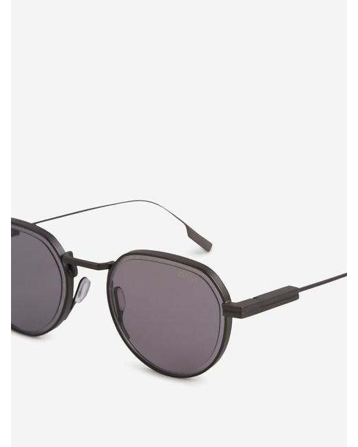 Gafas De Sol Redondas Zegna de hombre de color Gray