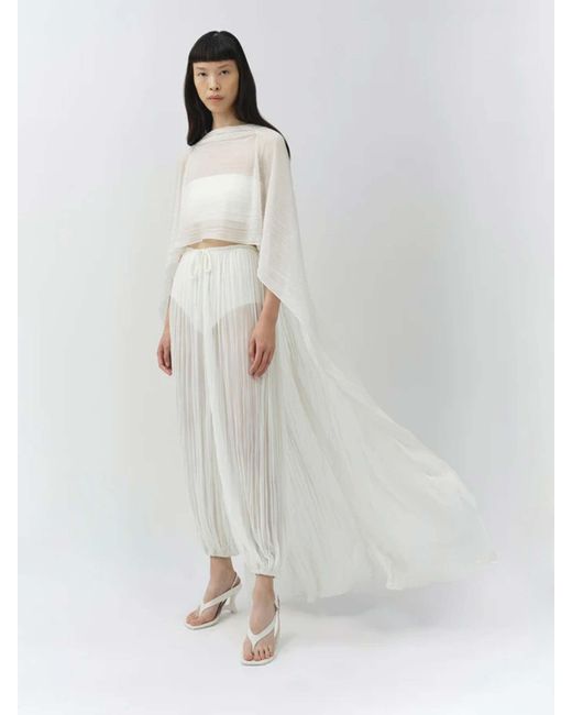 Jonathan Simkhai White Asymmetrical Pleated Cape