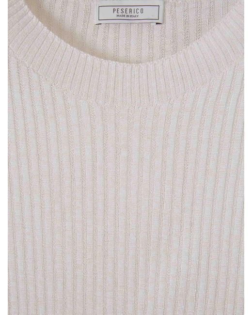 Peserico White Satin Ribbed T-Shirt