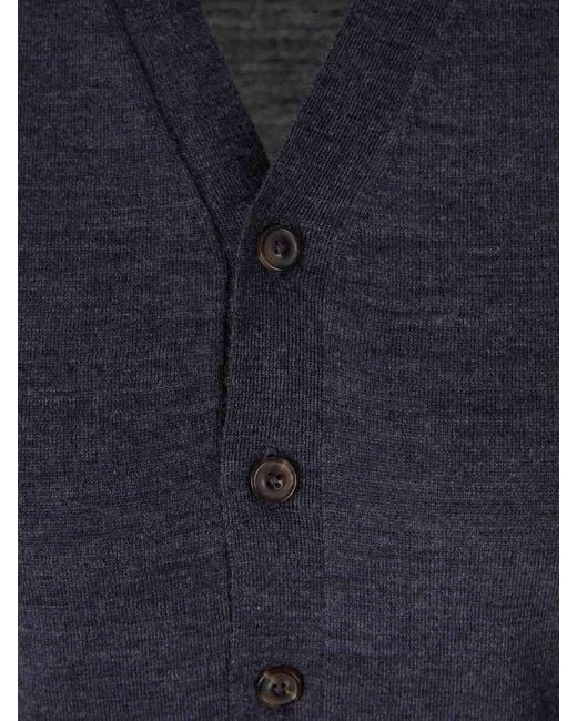 Maison Margiela Blue Wool Knit Cardigan