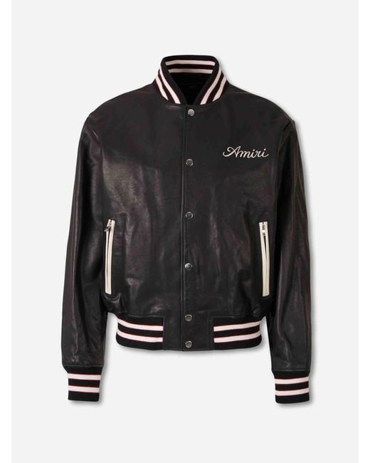 Amiri Leder Bomberjacke in Black für Herren