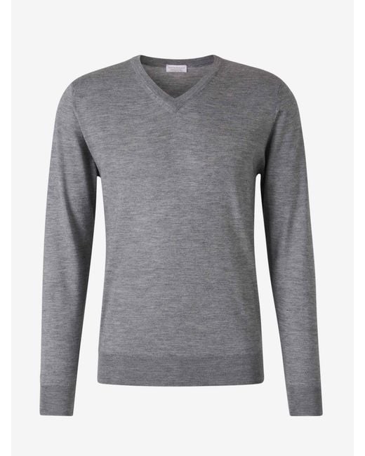 Santa Eulalia Gray Cashmere V-Neck Sweater for men