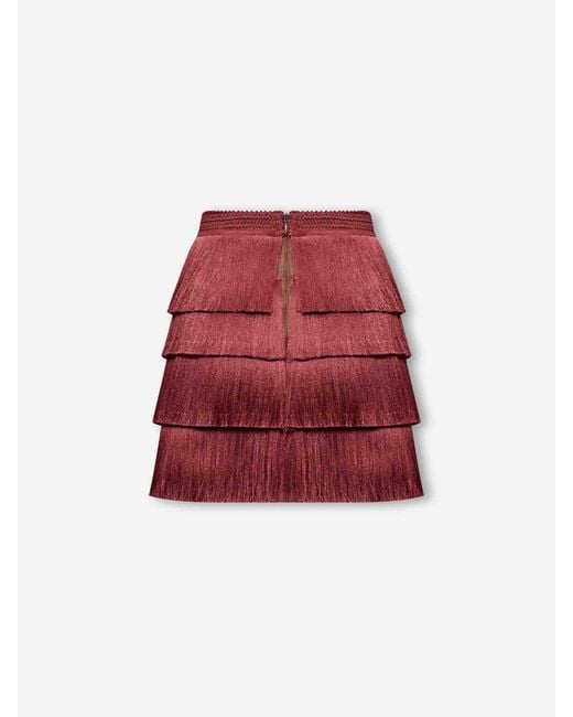 PATBO Red Amber Fringe Skirt
