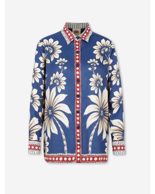 Farm Rio Blue Lenzing Printed Blouse