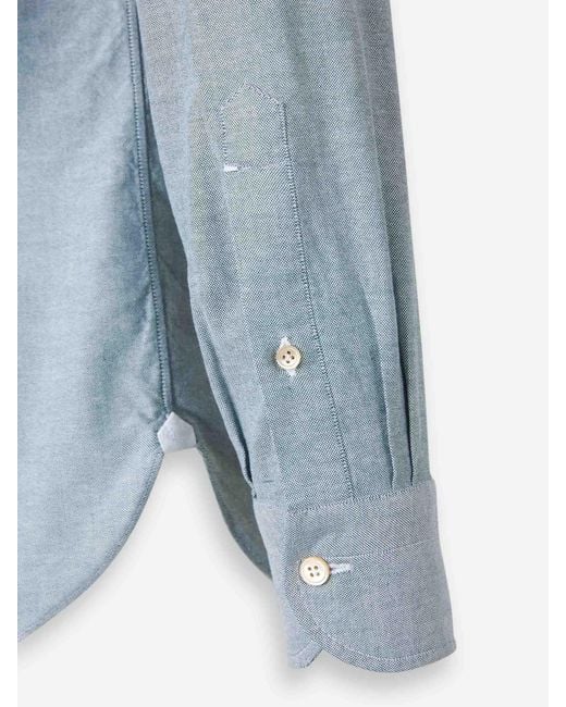 Luigi Borrelli Napoli Blue Plain Cotton Shirt for men