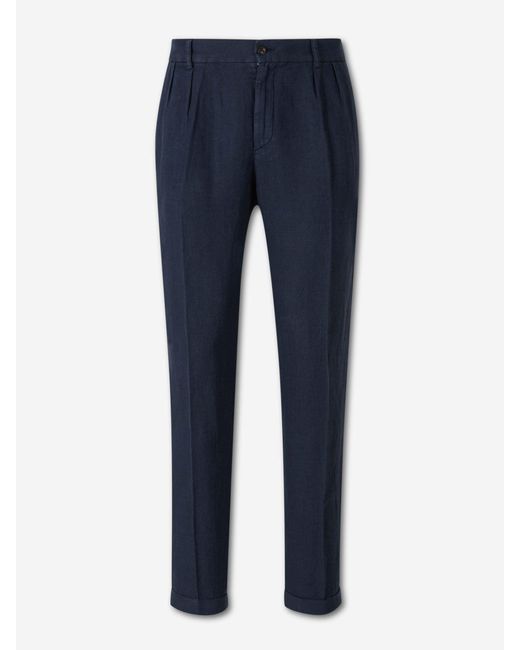 Santa Eulalia Blue Straight Linen Trousers for men